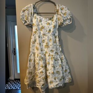 Jessica Simpson Yellow Floral Puff Sleeve Dress teen/tween